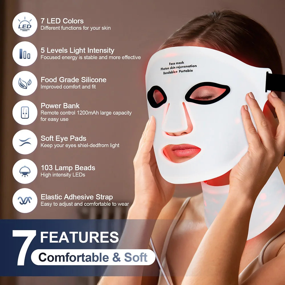 LED face and neck mask, photo 2